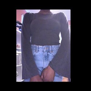 Forever21 gray Cotten fan sleeved shirt